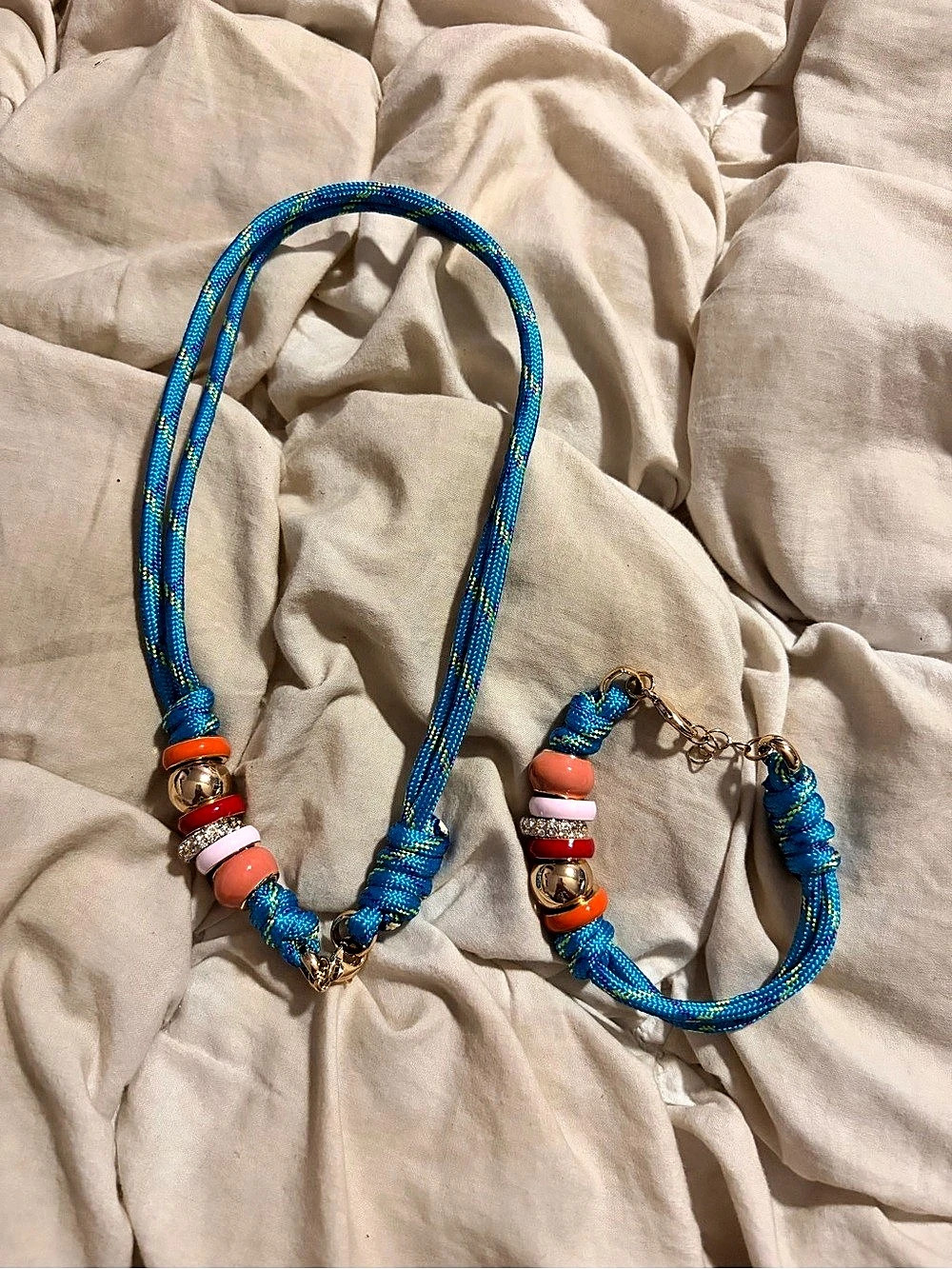 Blue & Pink Beaded Jewelry Set